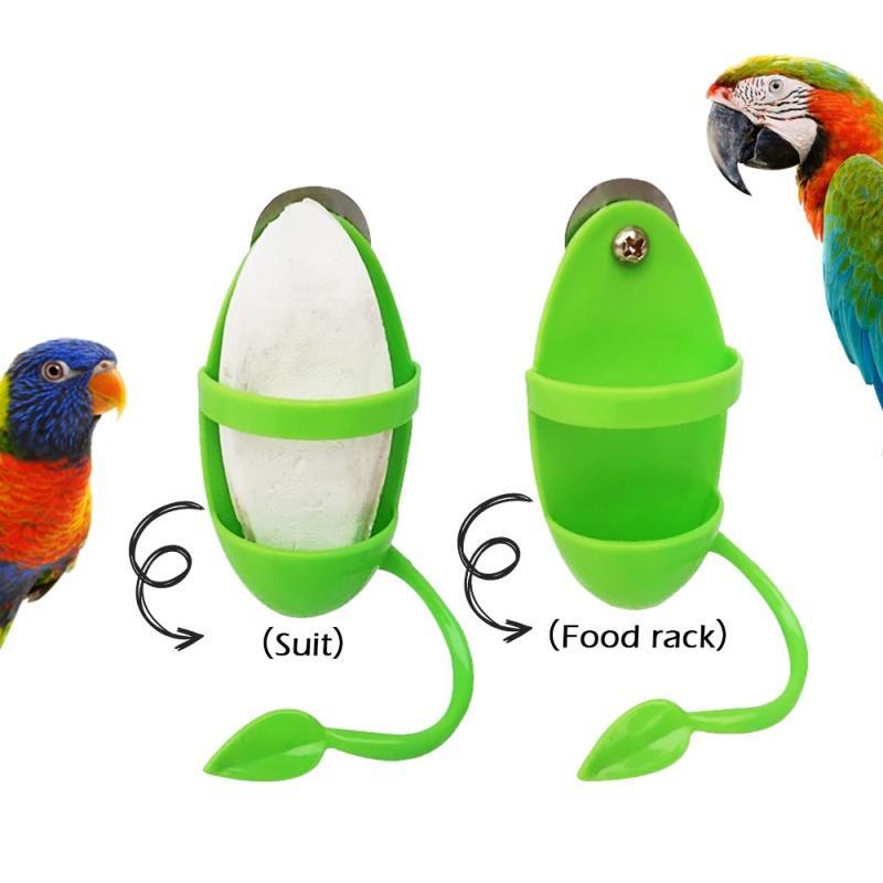 1PC Parrot Feeder With Standing Rack Cuttlefish Bone Holder Plastic Hanging Food Container Cage Accessories Pet Bird Supplies