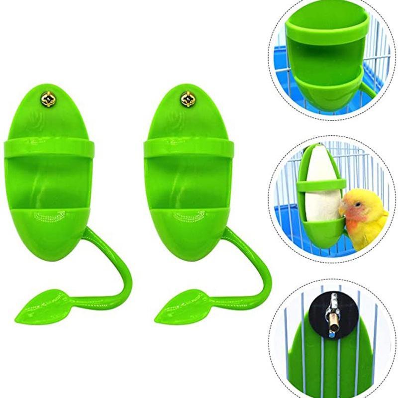 1PC Parrot Feeder With Standing Rack Cuttlefish Bone Holder Plastic Hanging Food Container Cage Accessories Pet Bird Supplies