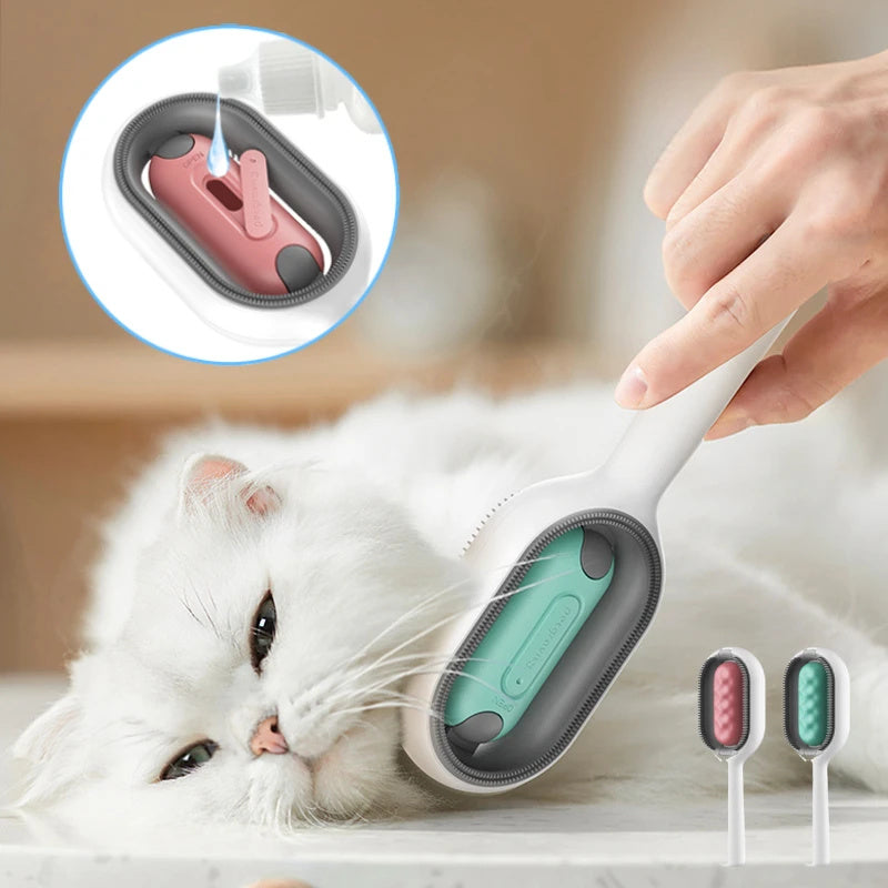 Cat Hair Brush With Water, Sticky Brush For Cats, 4 In-1 Cat Grooming Brush Creative Update Cat Dog Grooming Comb With Water Tank Double-Sided Hair Removal Brush Kitten Pet Supplies Accessories