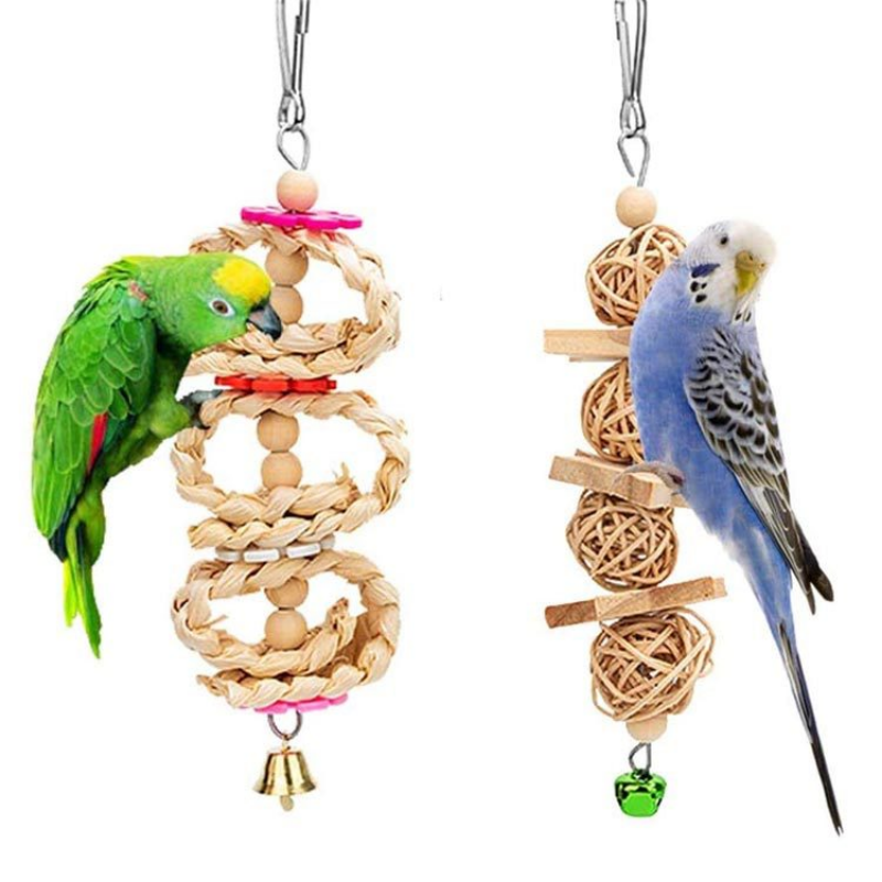 7pcs Bird Parrot Toys; Natural Wood Chewing Toy Bird Cage Toy; Bird Ladder Toy For Cockatiel; Parrot