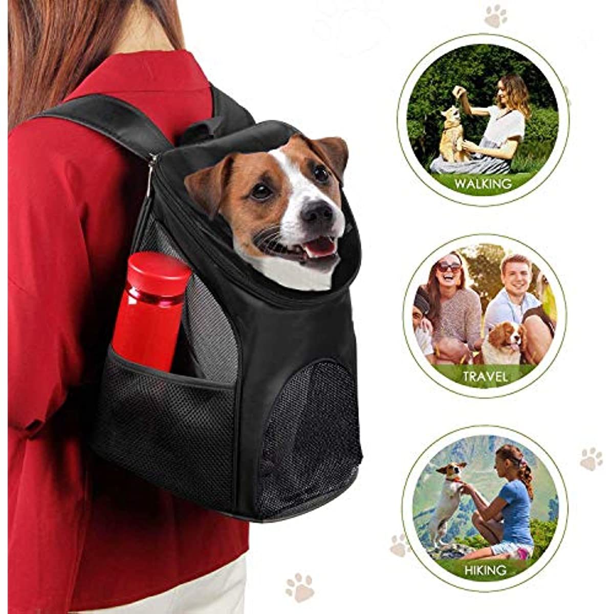 Dog Carrier Backpack Breathable for Small Pets/Cats/Puppies; Pet Carrier Bag with Mesh Ventilation; Safety Features and Cushion Back Support; for Traveling; Hiking; Camping; Walking & Outdoor