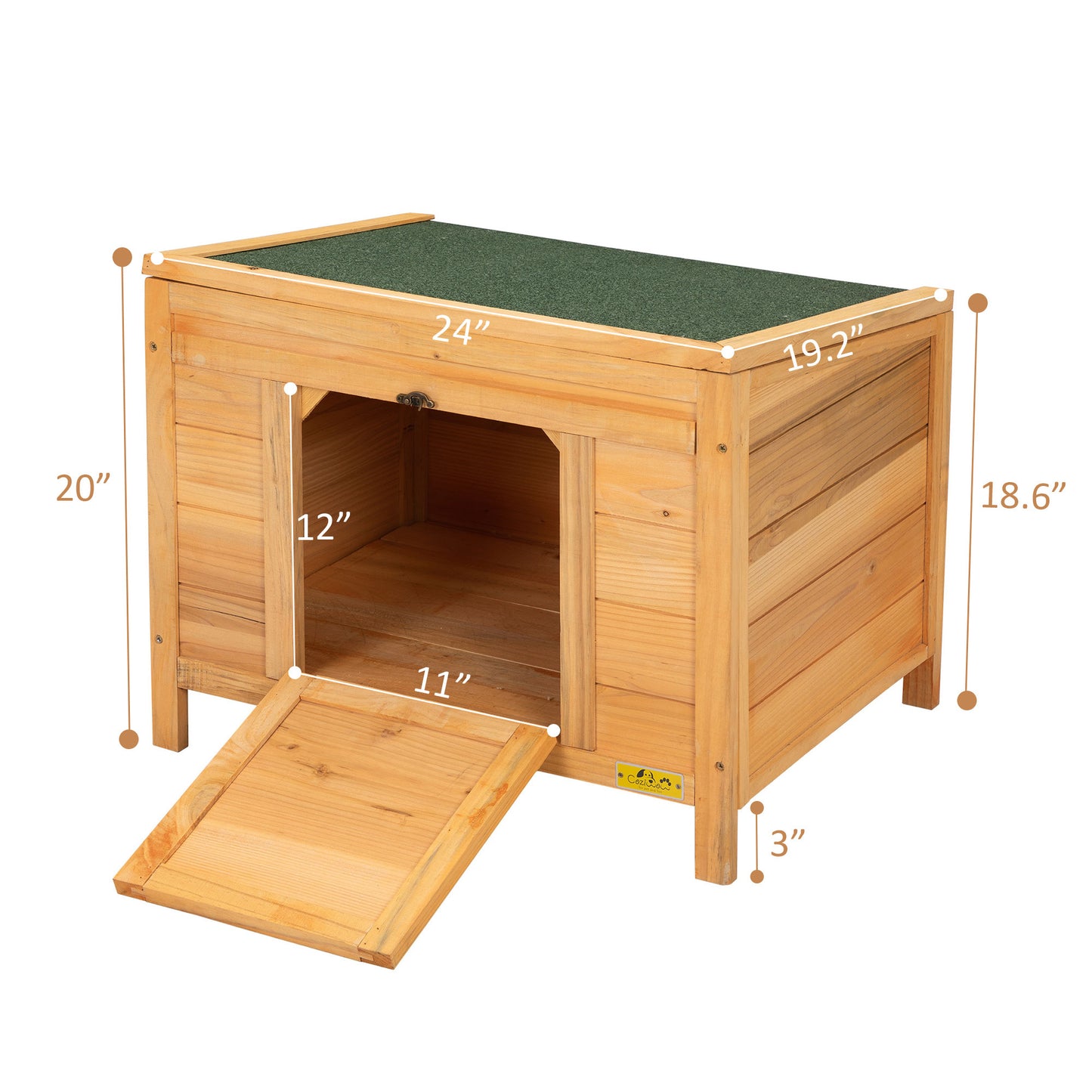 Small Wood Rabbit Hutch Bunny Cage, Raised Cat House with Ladder for Small Animals, Brown XH