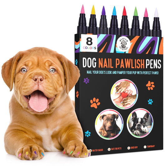 Dog Nail Polish Pens Quick Dry 8 Colors Pet Nail Polish for Dogs or Cats Easy Application Dog Safe Nail Polish Fast Dry Dog Polish Great Girl Dog Accessories or a Puppy Nail Pawlish Set