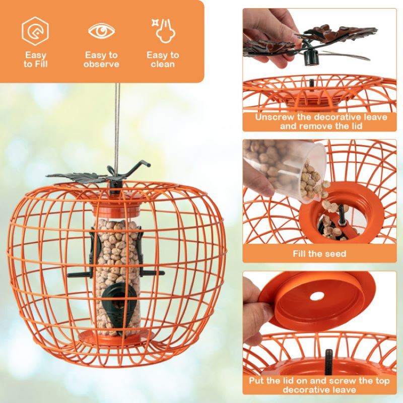 Hanging Squirrel-Proof Bird Feeder with Cage