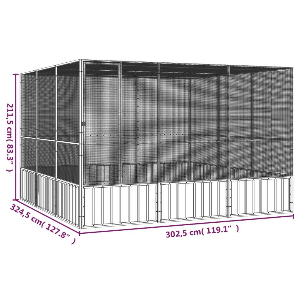 Bird Cage Gray 119.1"x127.8"x83.3" Galvanized Steel