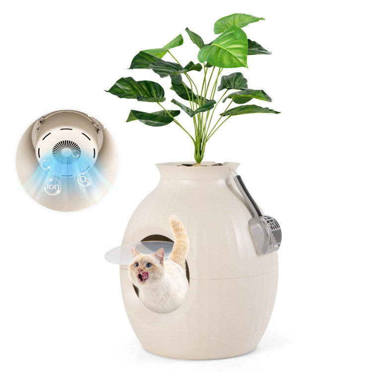 Smart Plant Cat Litter Box with Electronic Odor Removal & Sterilization