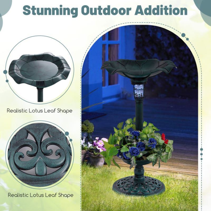 Birdbath with Bird Feeder and Flower Planter for Outdoor Decor