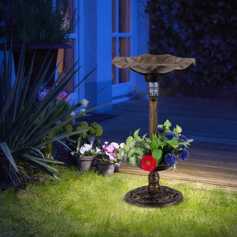 Birdbath with Bird Feeder and Flower Planter for Outdoor Decor