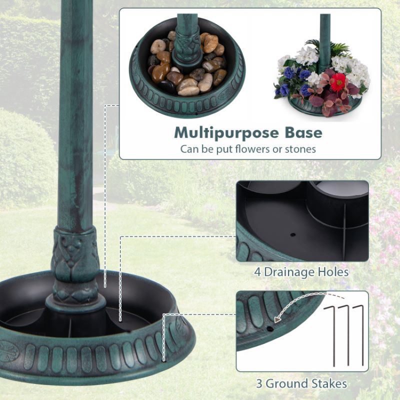 Bird Bath Feeder with Solar Light for Garden Backyard Decor