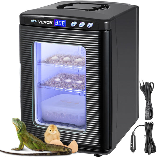 VEVOR Black Reptile Incubator 25L Scientific Lab Incubator Digital Incubator Cooling and Heating 5-60°C Reptile Egg Incubator 12V/110V Work for Small Reptiles