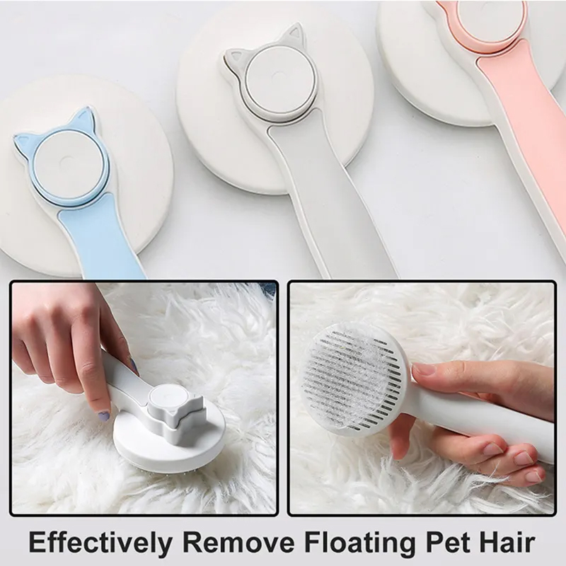 Cat Grooming Brush, Self Cleaning Slicker Brushes For Dogs Cats Pet Grooming Brush Tool Gently Removes Loose Undercoat, Mats Tangled Hair Slicker Brush For Pet Massage- Upgraded